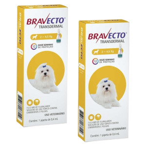 COMBO 2 UNIDADES BRAVECTO ANTIPULGAS E CARRAPATOS TRANSDERMAL CÃES DE 2 A 4,5 KG - 112,5 MG