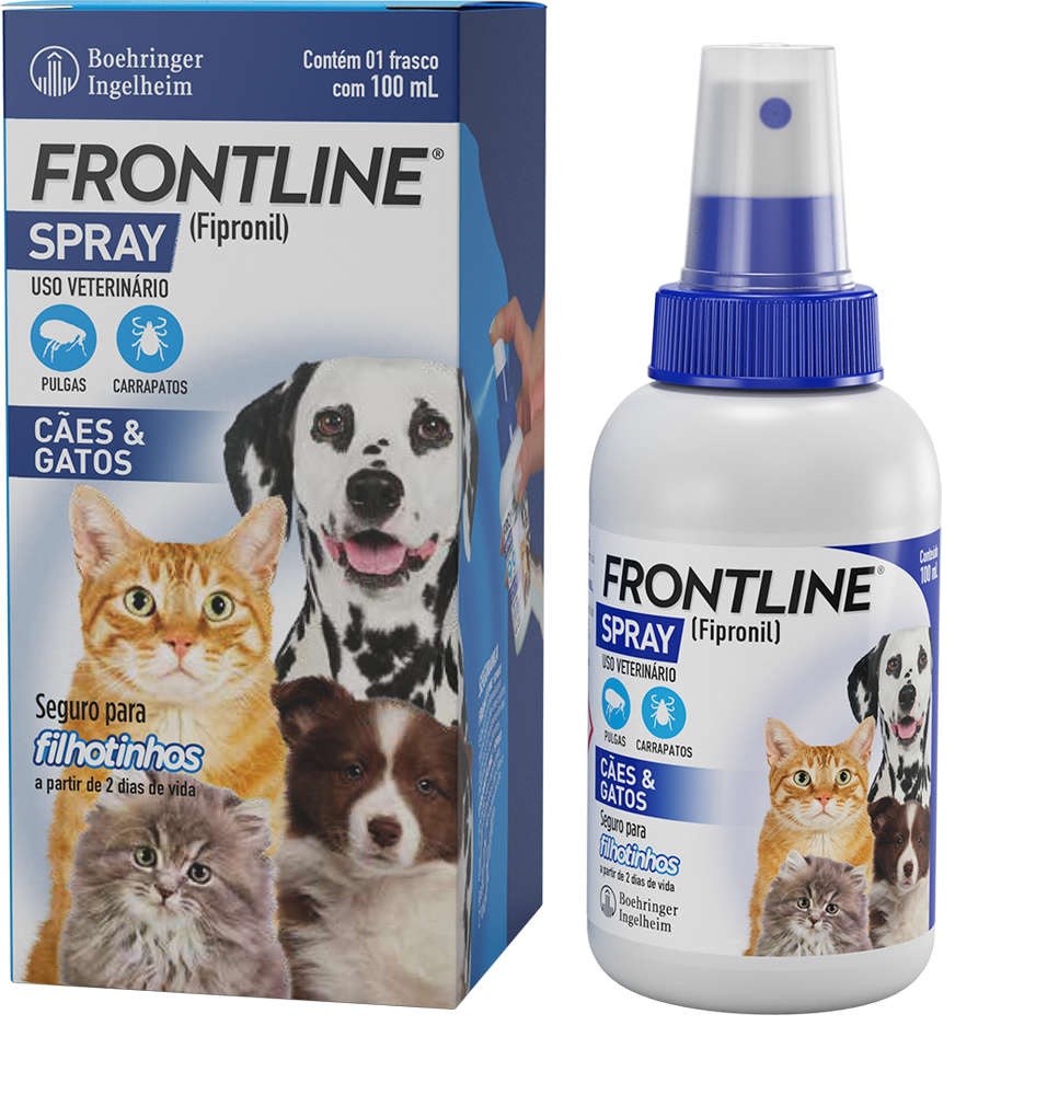 FRONTLINE SPRAY ANTIPULGAS E ANTICARRAPATICIDA P/ CÃES E GATOS 100 ML
