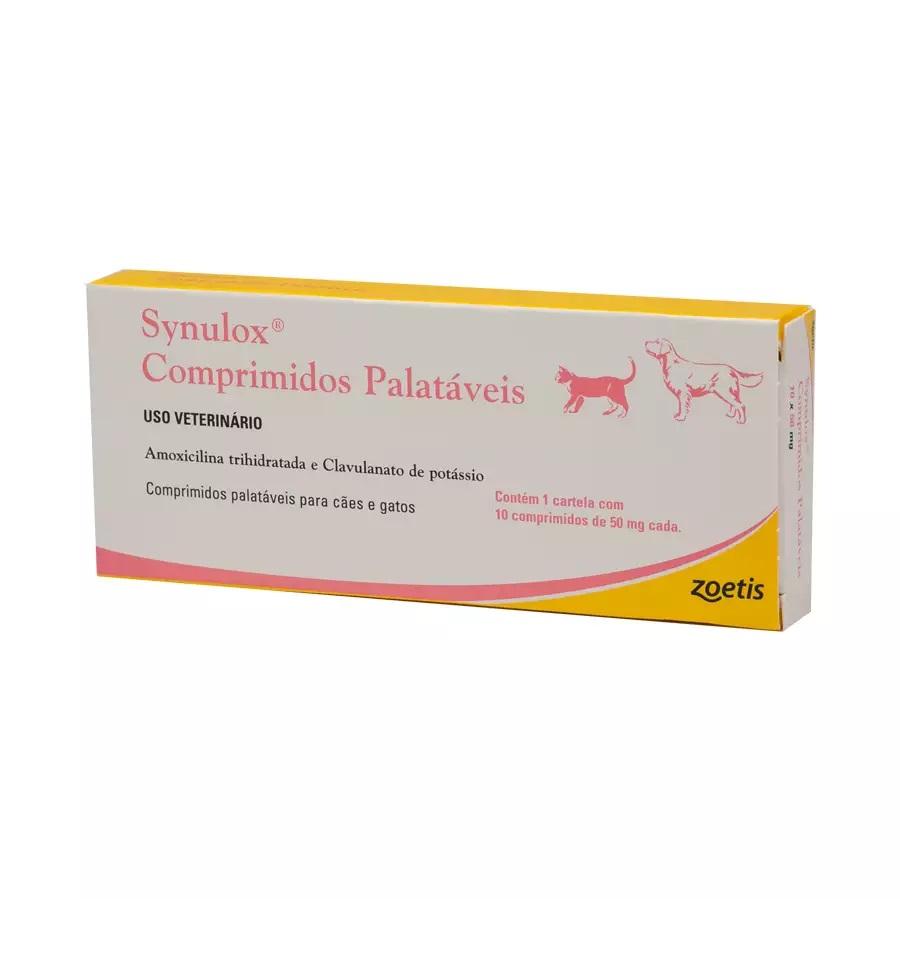 SYNULOX COMPRIMIDOS PALATAVEIS 50MG C/ 10 UNIDADES