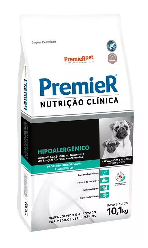 PREMIER NUTRIÇAO CLINICA HIPOALERGENICO PROTEINA HIDROLIZADA MANDIOCA CAES RAÇAS PEQUENAS 10,1 KG