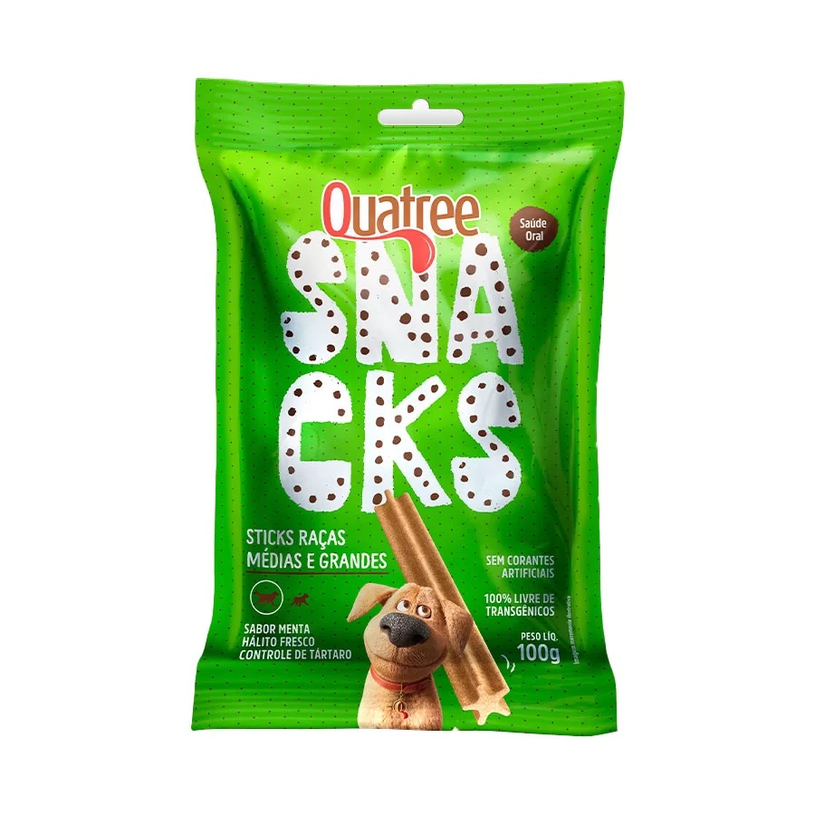 QUATREE SNACKS STICKS CAES RACAS MEDIAS E GRANDES 100G
