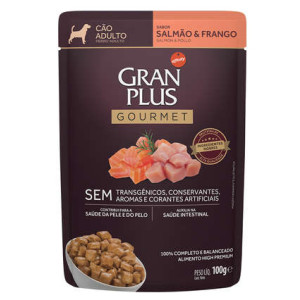 GRAN PLUS GOURMET SACHE CÃES ADULTOS SALMAO E FRANGO 100 G