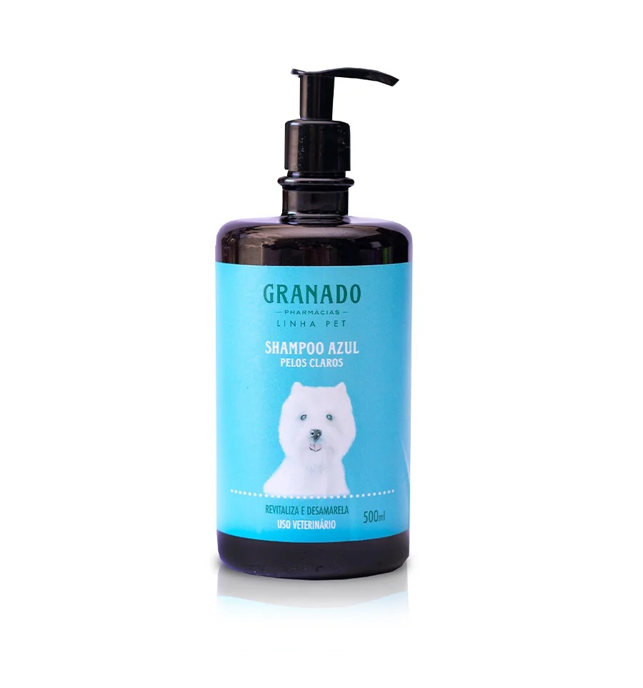 SHAMPOO AZUL PET PELO CLAROS GRANADO CAES E GATOS 500 ML